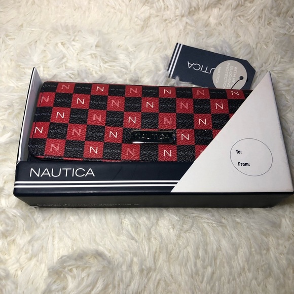 Nautica Red and Black Checkered Wallet - Picture 2 of 12